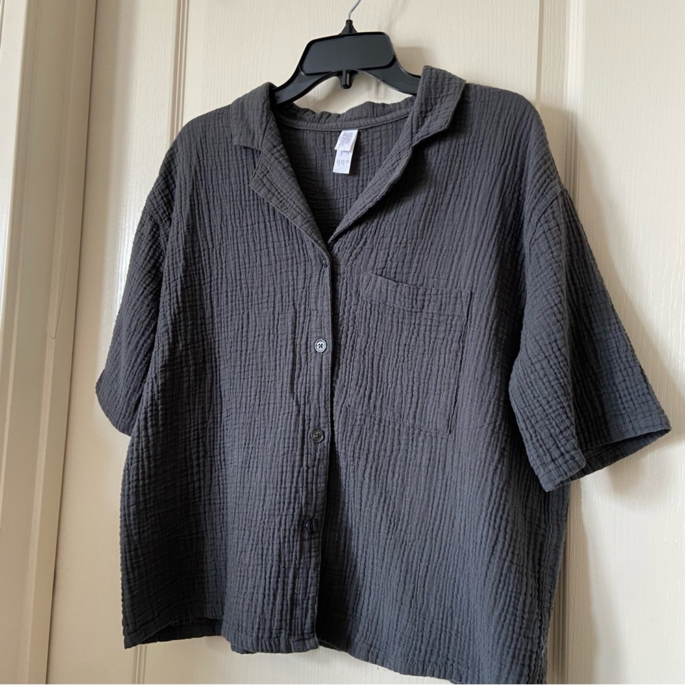 NWOT Stars Above Gray Button Up Pajama Top
